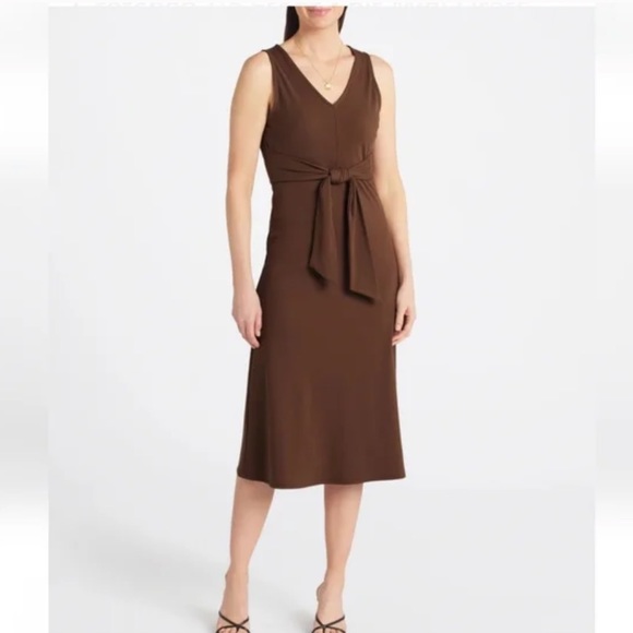 Heatherly Gretchen Tie Front Ribbed Knit Midi dress, NWT, S - Picture 1 of 7